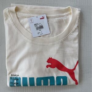 Puma Cream and Red Short Sleeve Tee